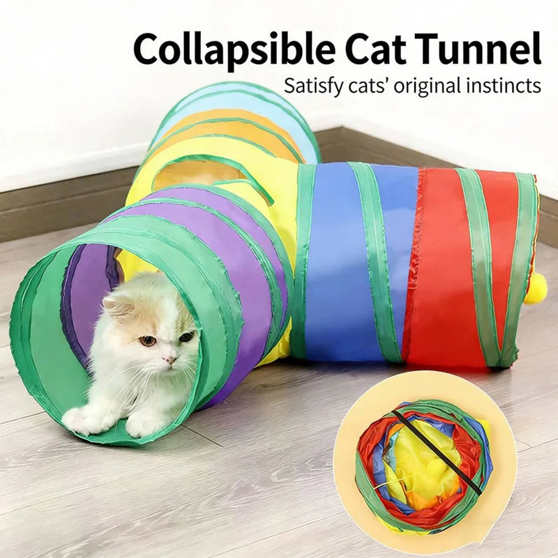 Tunnel Interactive Pliable pour chat- Jeu d'Exploration et d'Aventure