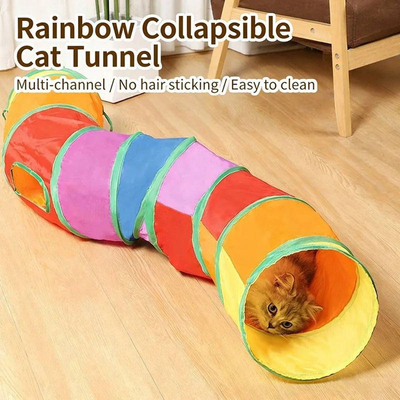 Tunnel Interactive Pliable pour chat- Jeu d'Exploration et d'Aventure