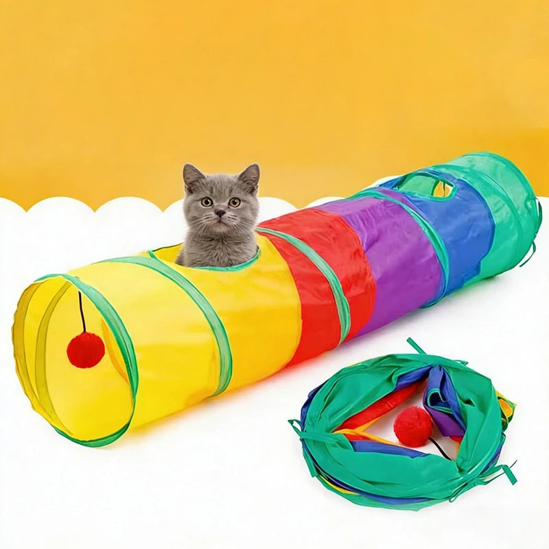 Tunnel Interactive Pliable pour chat- Jeu d'Exploration et d'Aventure